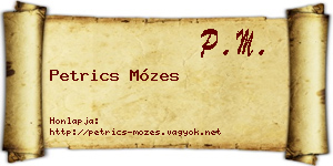 Petrics Mózes névjegykártya